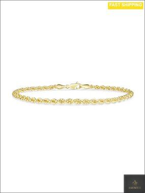 14K Gold Filled Twisted Rope Chain Bracelet Diamond-Cut Spiral Link